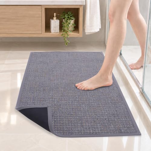 Ultra Thin Bath Mat, Thin Bathroom Rugs Fit Under Door, Non Slip Floor Mat by AOASK