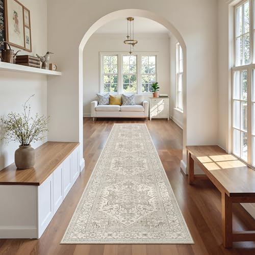 Madane Washable Runner Rugs 2x12 Long for Hallway Kitchen Soft, Beige/Brown - Image 4