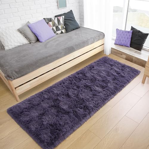 Tepook Purple Soft Runner Rugs for Bedroom 2x6 ft with Rubber Backing - Image 5