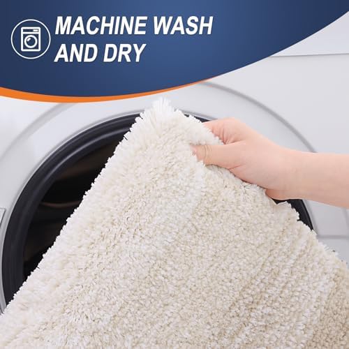 OLANLY Microfiber Bathroom Rugs Sets 3 Piece, Soft Bath Mats, Light Beige - Image 5