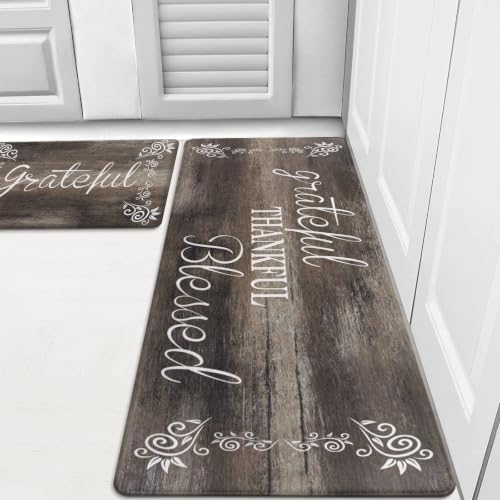 HEBE Anti Fatigue Kitchen Mat Set of 2, Cushioned Kitchen Mats for Floor by HEBE