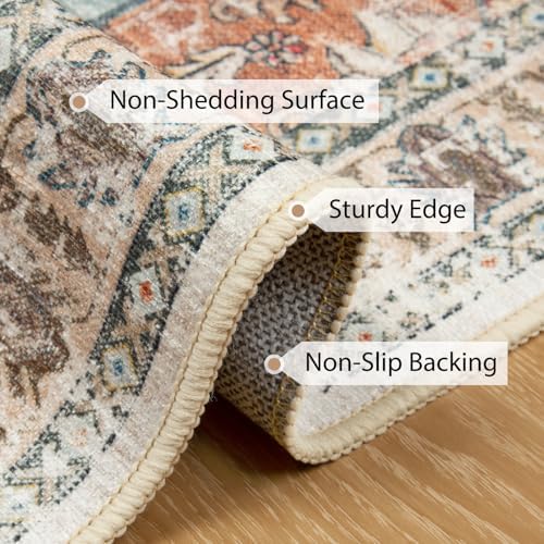 BESTSWEETIE Washable Boho 2x10 Runner Rug, No Pile for Living Room, Brick - Image 6