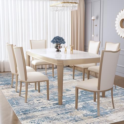 XLUEZ 6x9 Area Rugs for Living Room, Washable Modern Abstract Large Area Rug Neutral Soft Non Slip Kids Rug Stain Resistant Indoor Carpet for Bedroom Nursery Dining Room Playroom(BlueBeige, 6'x9') - Image 5