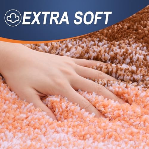 OLANLY Microfiber Bathroom Rugs Sets 3 Piece, Absorbent Bath Mats, Orange - Image 3
