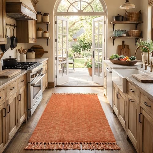 Collive 3' x 5' Fall Terracotta Indoor Outdoor Rug Farmhouse Entryway Rugs - Image 6
