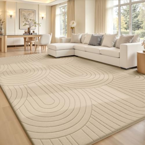 Sour Lemon 8x10 Area Rugs for Living Room Bedroom, Large Carpet Rug Beige by SourLemon
