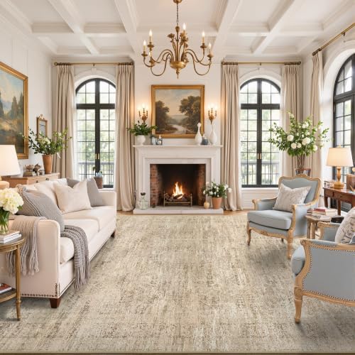 Area Rugs for Living Room Bedroom 10x12 Washable Non-Slip, Beige by WelcometoBabovid