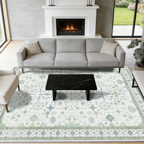 5x7 Washable Area Rugs for Living Room (Pale Sage Misty Blue) by Unknown