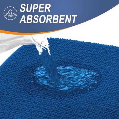 OLANLY Memory Foam Bathroom Runner Rugs 47x17, Long Bath Mats, Royal Blue - Image 3