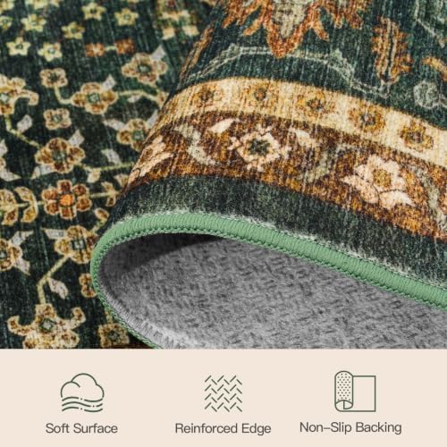 Lofus 6x9 Washable Area Rug for Living Room, Non-Slip Green Boho Carpet - Image 6
