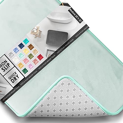 Clara Clark Bathroom Rugs, Velvet Memory Foam Bath Mat, Non-Slip, Machine Washable Bath Rugs - Dries Quickly, Ultra Soft Plush Bath Mats for Bathroom, 20 x 32, Light Blue by ClaraClark