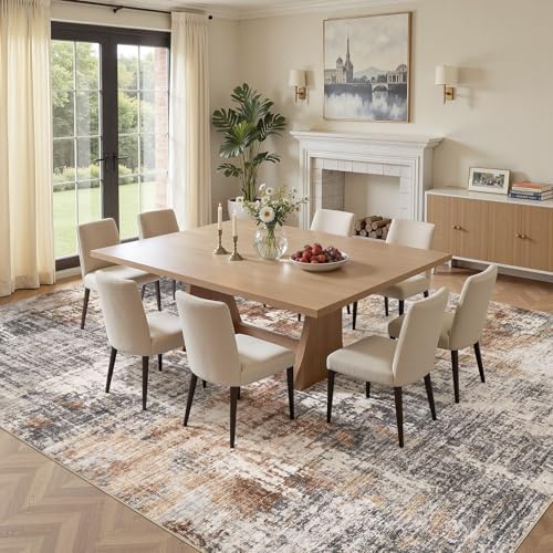 DMOYEST Area Rug Living Room Rugs - 11x14 Extra Large Soft Indoor Neutral Modern Abstract Low Pile Washable Rug Carpet for Bedroom Dining Room Farmhouse Home Office - Grey Brown - Image 3