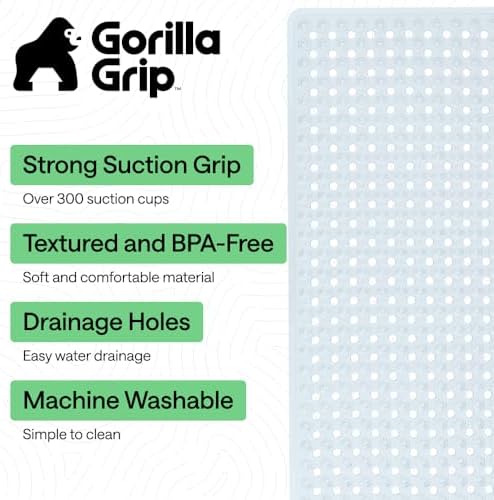 GORILLA GRIP Bath Tub Shower Mat, Bathtub Floor Liner, 35x16 Frosted Ice - Image 2