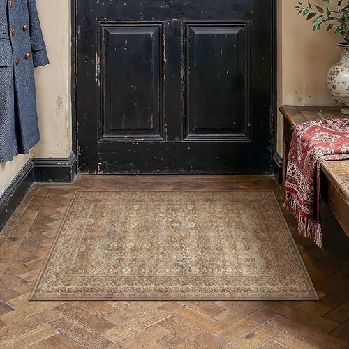 HUGEAR 2x3 Entryway Area Rugs Red Brown Washable Rug - Image 2