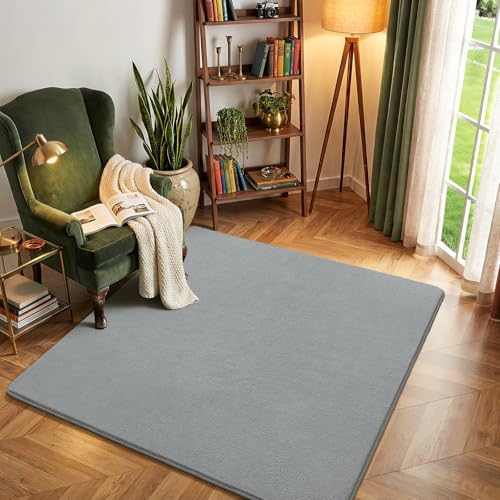 Amearea 4x4 Square Area Rugs for Bedroom Living Room, Grey Memory Foam Rug by AmeareaDirect
