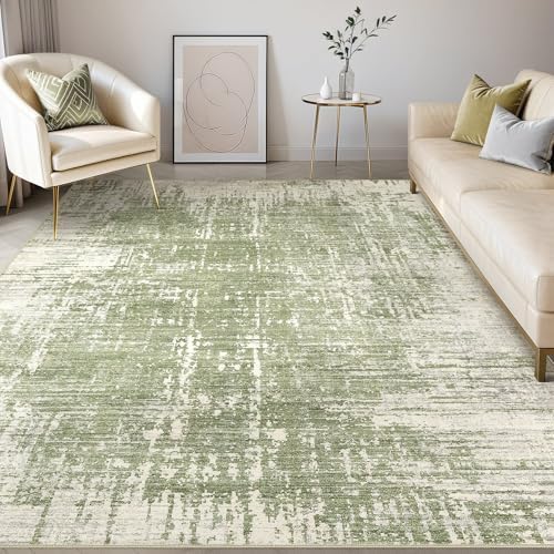 kakania Abstract 8x10 Area Rugs for Living Room: Washable Rugs Green by kakania