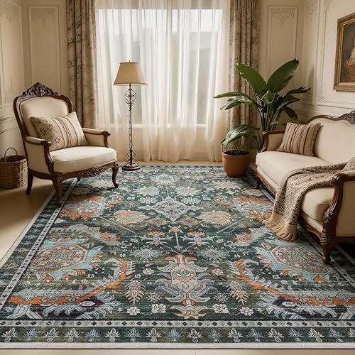 Ruaruarug Washable Area Rug 5×7 for Living Room, Ultra Soft, Dark Green by Ruaruarug