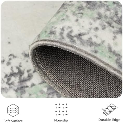 8x10 Area Rugs, Abstract Modern Ultra Soft Washable Rug, Non Slip Carpet with Rubber Back Stain Resistance Rugs for Living Room, Bedroom, Dining Room Decor(Light Green/Cream) - Image 5