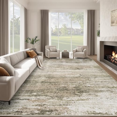 Washable Rug 8x10 Area Rugs for Living Room: Large Neutral Soft Rug Abstract Non Slip Low Pile Modern Carpet for Bedroom Kitchen Nursery Office Dining Room Indoor (Brown, 8'x10') by LOSBULAKE