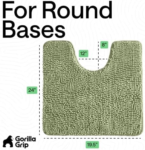 GORILLA GRIP Chenille Bath Rug Mat for Oval Toilet Base, 24x19 Sage - Image 2