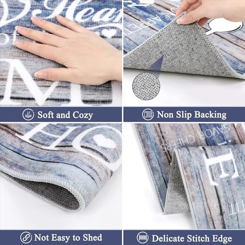Vaukki Boho Kitchen Rug Sets 3 Piece,Blue Brown Washable Kitchen Floor Mat - Image 4