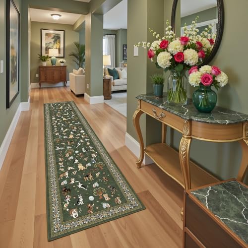 Dark Green Hallway Runner Rug 2x10 for Kitchen Bathroom - Image 4