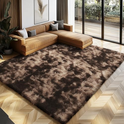Shag Area Rugs for Bedroom Living Room,4X6 Ultra Soft Fluffy Area Rugs for Dorm,Indoor Carpet Plush Rugs for Living Room Home Decor, Mottling Brown by Boshengya