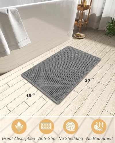 Upgraded Waffle Bath Mat Ultra Absorbent Non Slip Bathroom Mat, 18" x 30" - Image 2