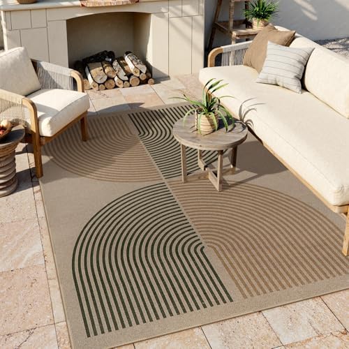 Lahome Modern Rainbow Easy Jute Rug, Washable 5x7 Area Rugs for Living Room Black Farmhouse Dining Room Rug, Contemporary Natural Throw Mat Non Slip Floor Carpet for Office RV Patio - Image 2