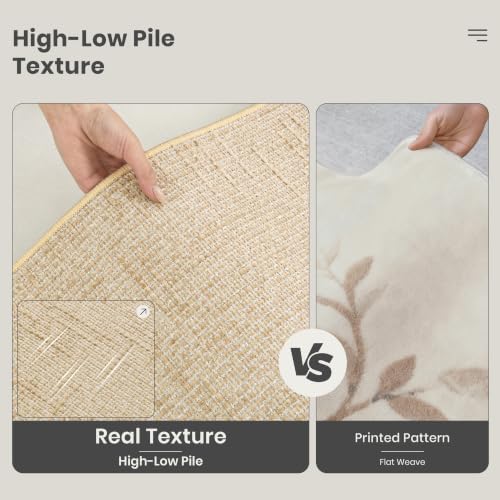 Valenrug 9x12 Area Rug, High Low Pile Washable Rugs for Living Room Beige - Image 5