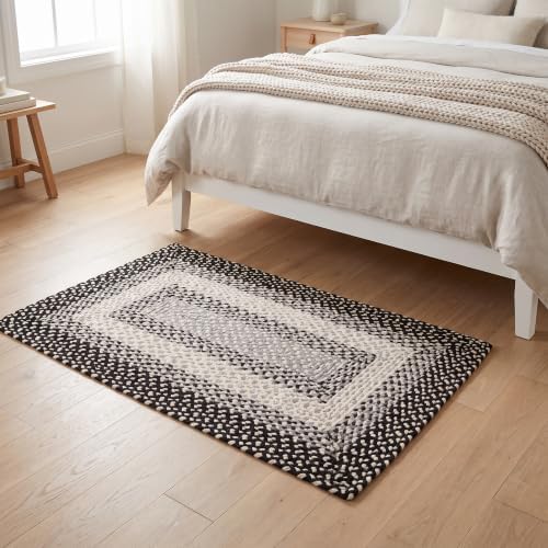 3X5ft Country Cottage Black/Gray Braided Rug - Farmhouse Rug for Entryway - Image 3