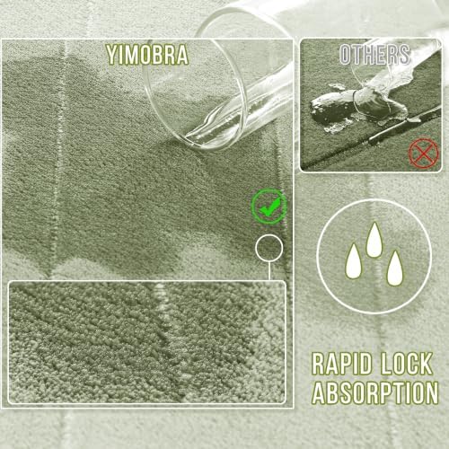 Yimobra Memory Foam Toilet Bath Mat U-Shaped, Soft and Comfortable, Super Water Absorption, Non-Slip, Thick, Machine Wash & Easier to Dry for Bathroom Commode Contour Rug, 24 X 20 Inches, Sage Green - Image 5