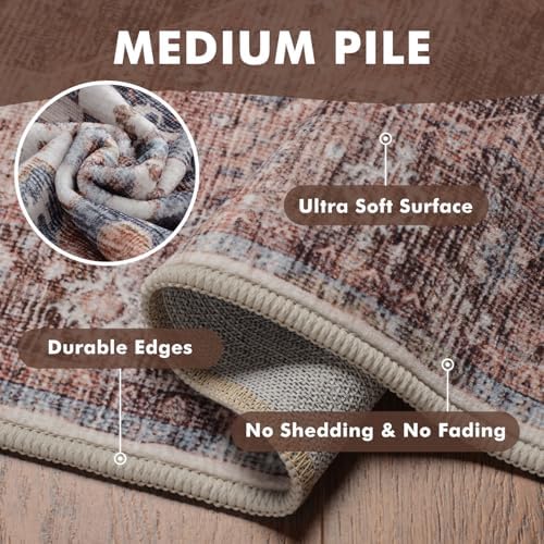 2x6 ft Bedroom Runner Rugs for Hallways Non Slip Hallway Runner Rugs Washable Kitchen Runners Rug Entryway Laundry Room Rug Dresser Runners Long Pink Brown - Image 5