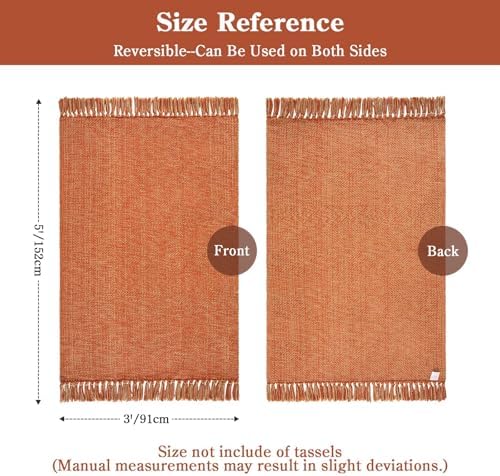 Collive 3' x 5' Fall Terracotta Indoor Outdoor Rug Farmhouse Entryway Rugs - Image 2