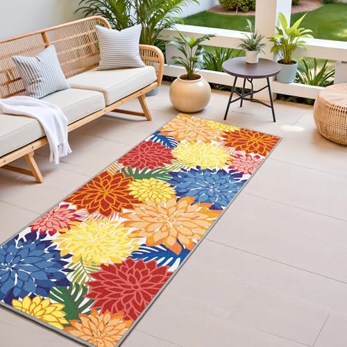 Outdoor Rug Waterproof, Washable Patio Runner Rug for Deck, 2x6, Colorful by ArenaRug