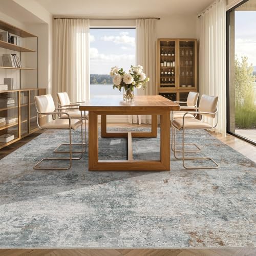 Tortania Area Rug Living Room Rugs - 10x14 Washable Large Soft Neutral Boho Moroccan Bohemian Farmhouse Rug Indoor Floor Carpet for Bedroom Under Dining Table Home Office Decor - Grey Brown - Image 3