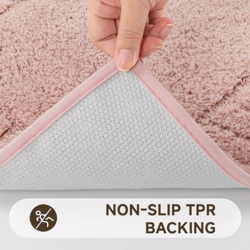 Pauwer Bathroom Rugs Set 5 Piece, Microfiber Bath Mat Set, Dusty Pink - Image 5