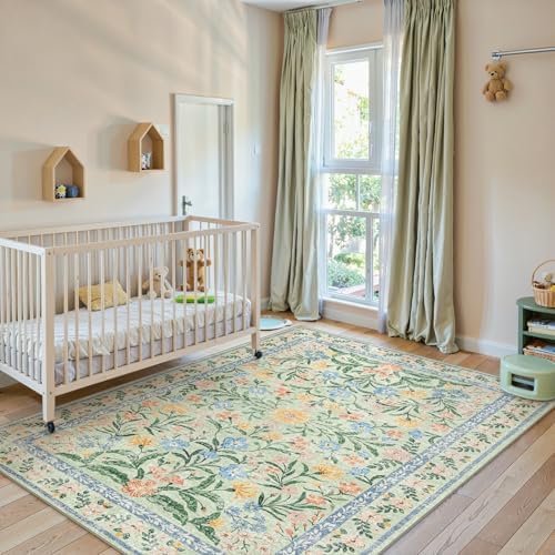 Lahome Sage Green Rug for Bedroom, 6x9 Boho Botanical Living Room Rug - Image 3
