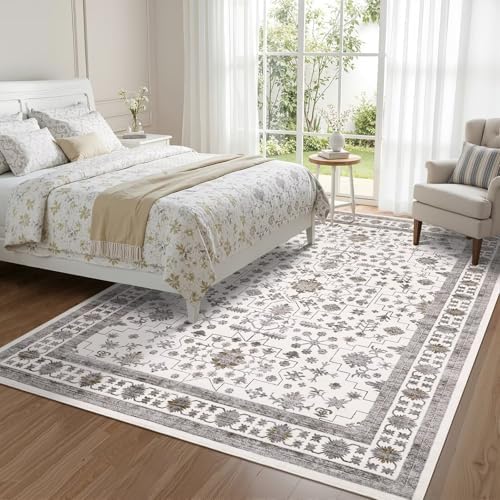 GarveeHome Beige Brown Area Rug 9x12 Washable Living Room Bedroom Vintage Rug - Image 2