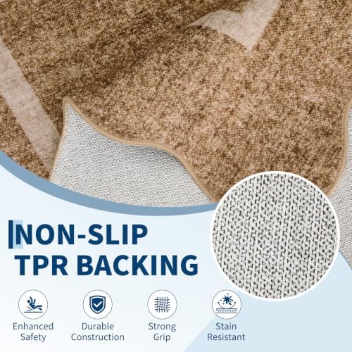 GarveeHome Scalloped Washable 6x9 Area Rug for Living Room Non Slip, Camel - Image 5