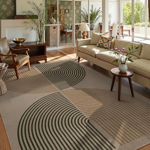 Lahome Modern Rainbow Easy Jute Rug, 6x9 Rug for Living Room Washable Indoor Outdoor Patio Rug, Farmhouse Rug for Bedroom Non Slip Contemporary Carpet for Backyard Deck Office Decor - Image 2