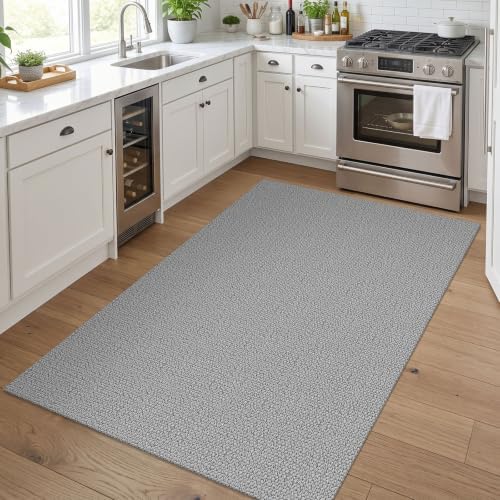EARTHALL Washable Entryway Rug, Non Slip Area Rug, 3x5 Ft, Heather Gray - Image 2
