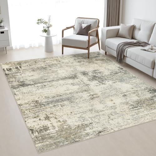 Area Rug Living Room: 5x5 Modern Washable Soft Carpet Ash Brown by FXRHLP