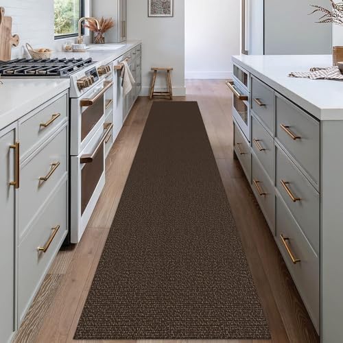 EARTHALL Washable Runner Rug, Non Slip Hallway Rug, 2x12 Ft, Brown/Coffee - Image 5