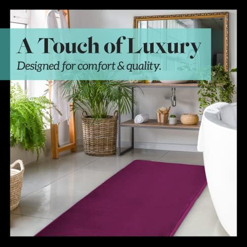 Memory Foam Bath Mat Non Slip Absorbent Super Cozy Velvet Bathroom Rug Carpet (22 inches X 42 inches, Eggplant) - Image 3