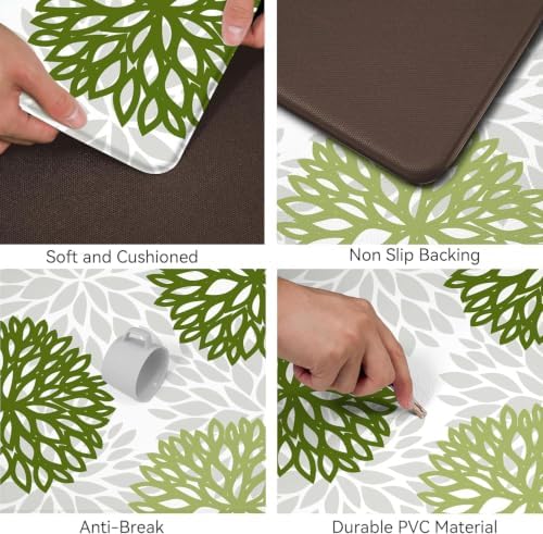 Kitchen Mats Set of 2 Cushioned Anti Fatigue Kitchen Rugs Non Slip Waterproof Runner Memory Foam Kitchen Floor Mat Comfort Standing Mat for Sink, Office, Laundry, Green - Image 5