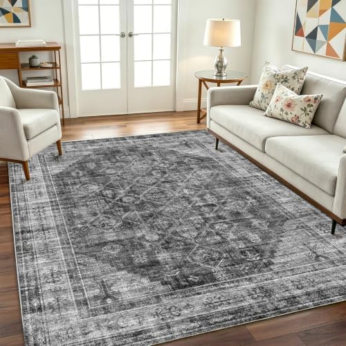 CHAMPLANT Washable Area Rug 10'x14' Boho Design Non-Shedding Easy Care Ideal for High Traffic Areas in Living Room Bedroom Office Coffee Table Kitchen Large Carpet - Image 2
