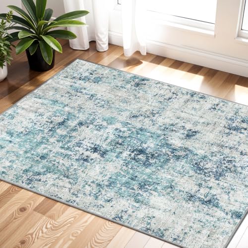 2x3 Small Washable Area Rug: Non-Slip Door Mat Ocean Mist by WIEVEDENS
