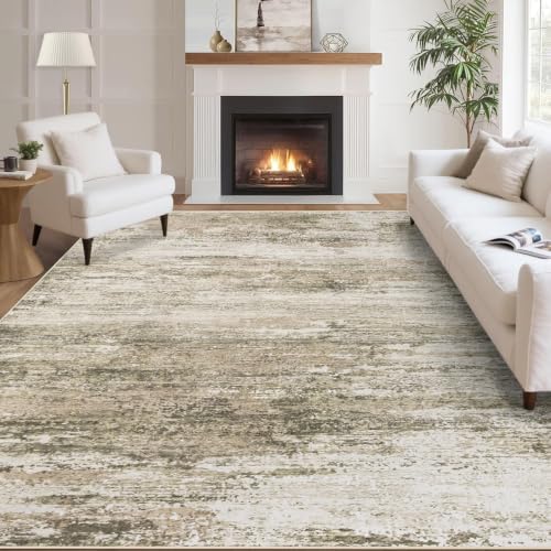 Washable Rug 6x9 Area Rugs for Living Room: Neutral Soft Rug Abstract Non Slip Low Pile Modern Carpet for Bedroom Kitchen Nursery Office Dining Room Indoor (Brown, 6'x9') by LOSBULAKE