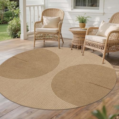 Easy Jute Rug for Pet Homes: 6x6 Outdoor Rug - Geometric Arch Pattern by Arvenchy